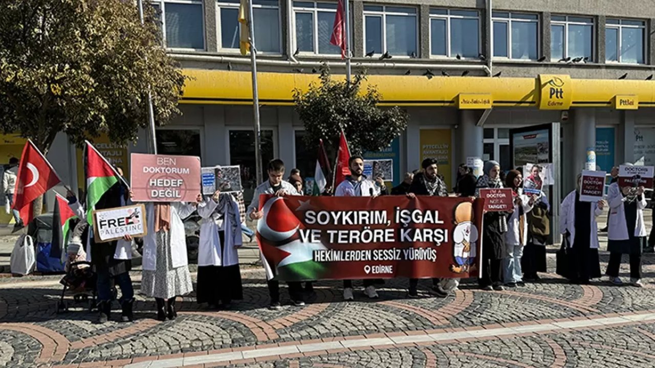 Edirne'de Gazze'ye Destek İçin Sessiz Yürüyüş Düzenlendi