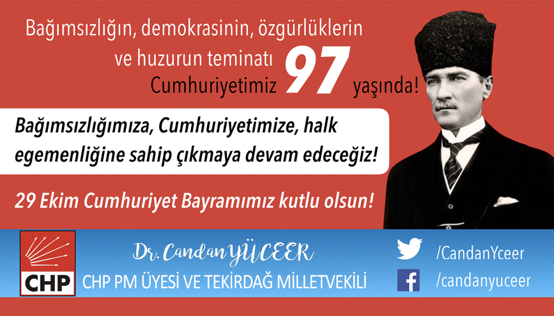 CANDAN YÜCEER'DEN CUMHURİYET BAYRAMI KUTLAMASI