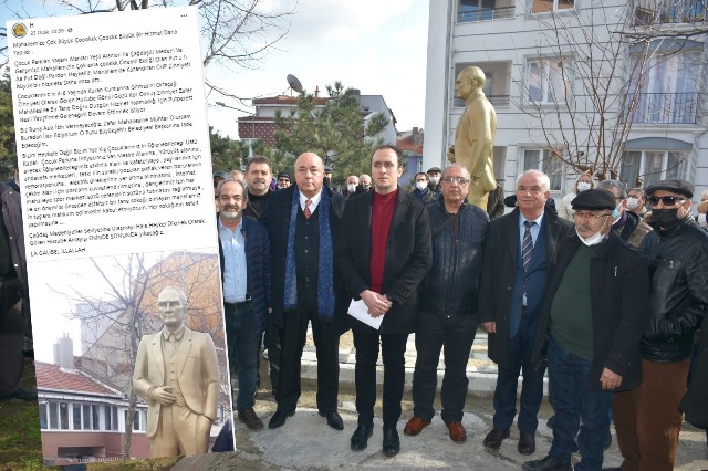 Atatürk Heykeli’nin puta benzetilmesi protesto edildi