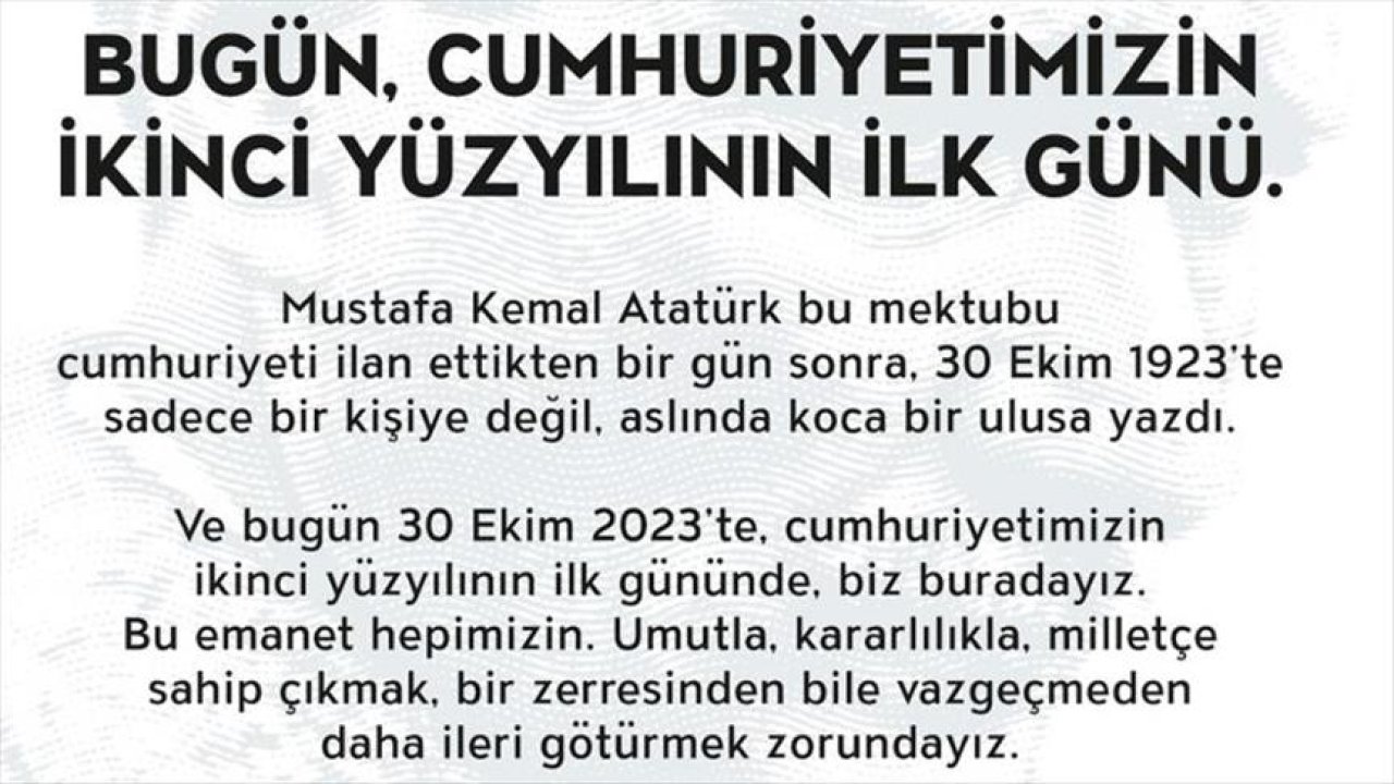 Nef'ten Cumhuriyet'in ikinci yüzyılına mektup