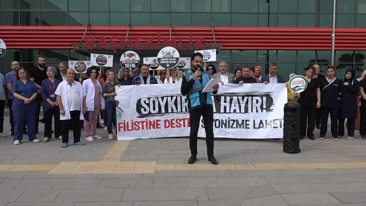 Kocaeli'de Sağlık Ekipleri, İsrail'in Gazze'ye Saldırılarını Protesto Etti