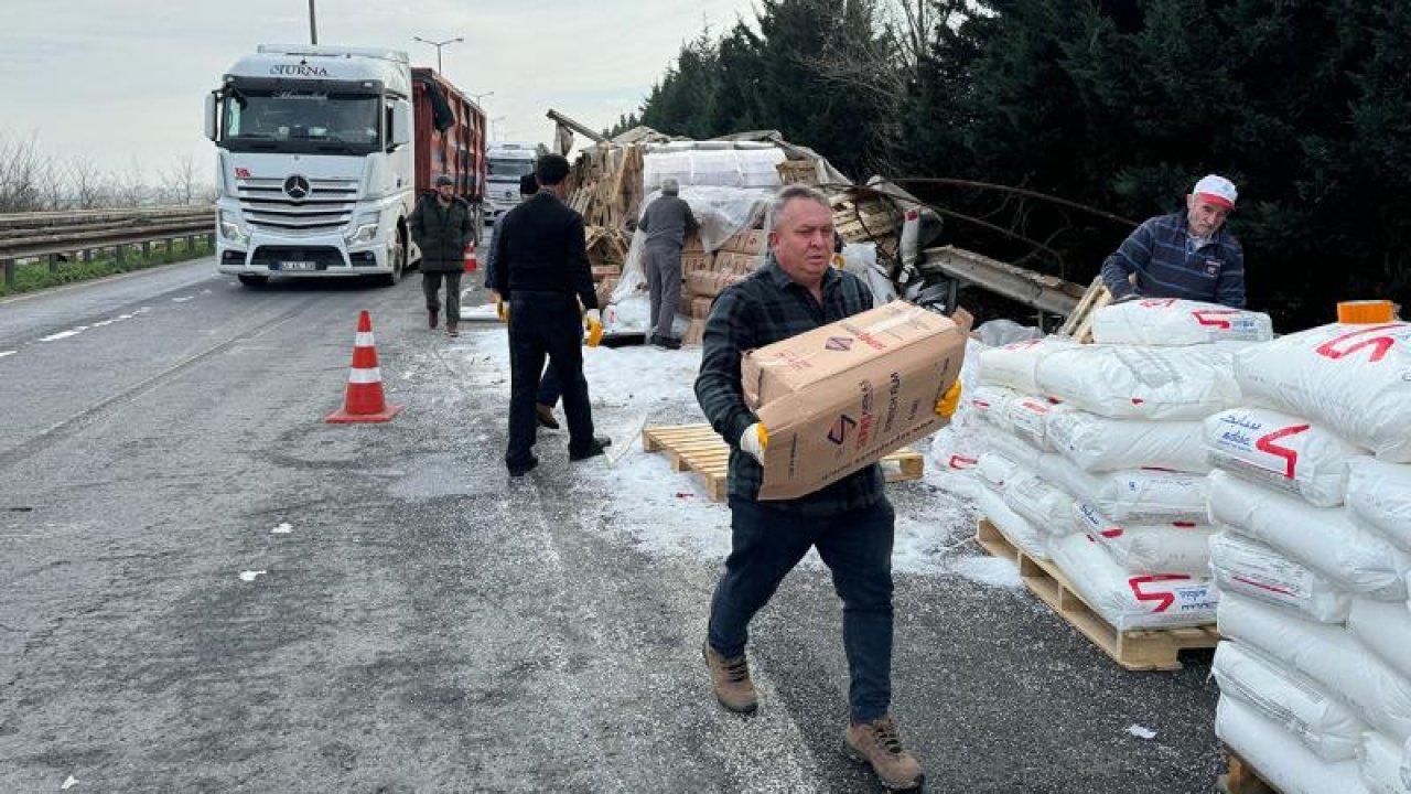 Anadolu Otoyolu'nda Tır Devrildi