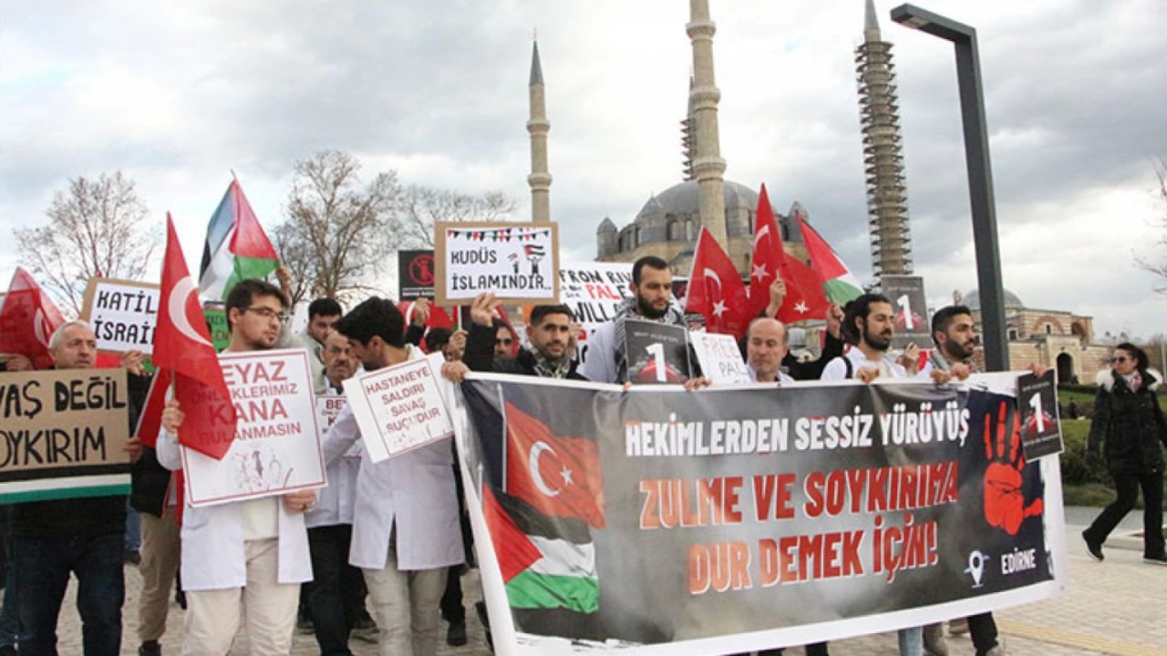 Edirne'de İsrail'in Saldırıları Protesto Edildi